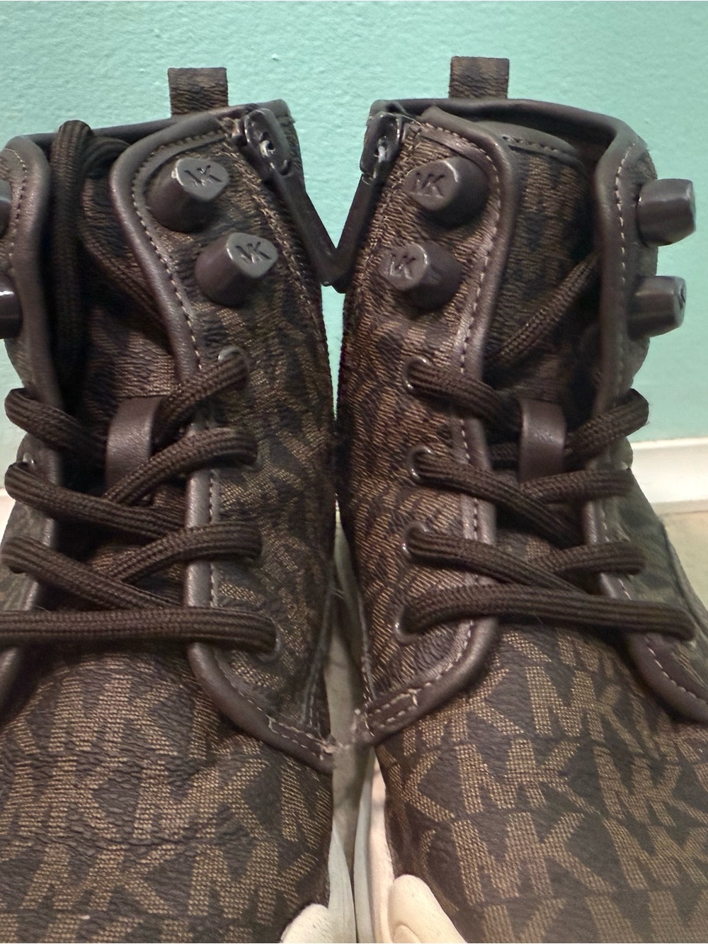 Michael Kors Kids Dark Brown Logo High-Top Sneakers